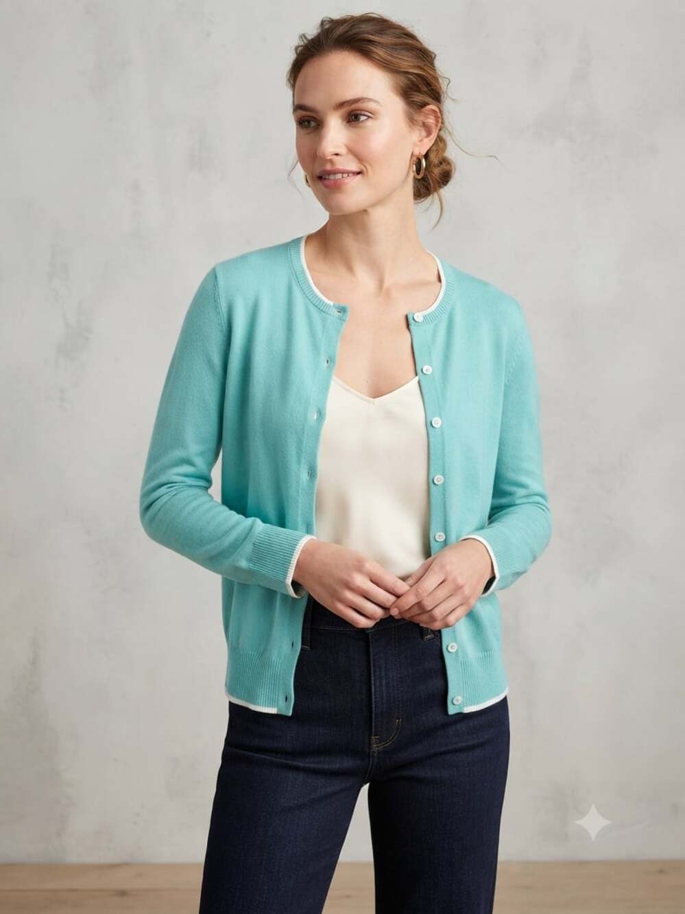 346 Brooks Brothers Women's Supima Cotton Crewneck Cardigan Sweater